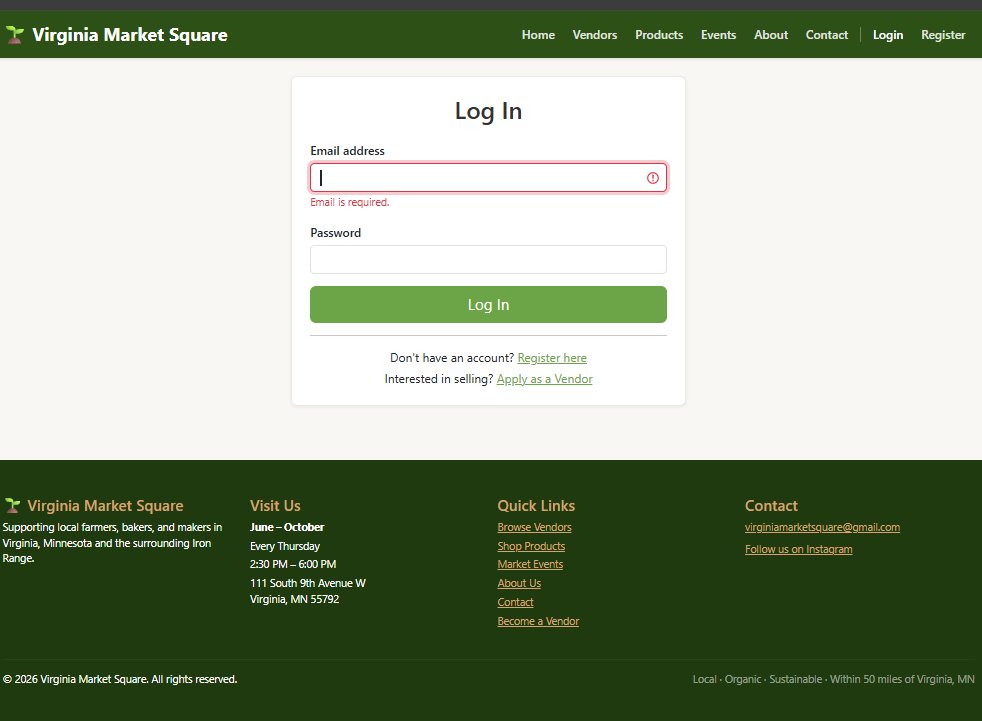 Login page with validation